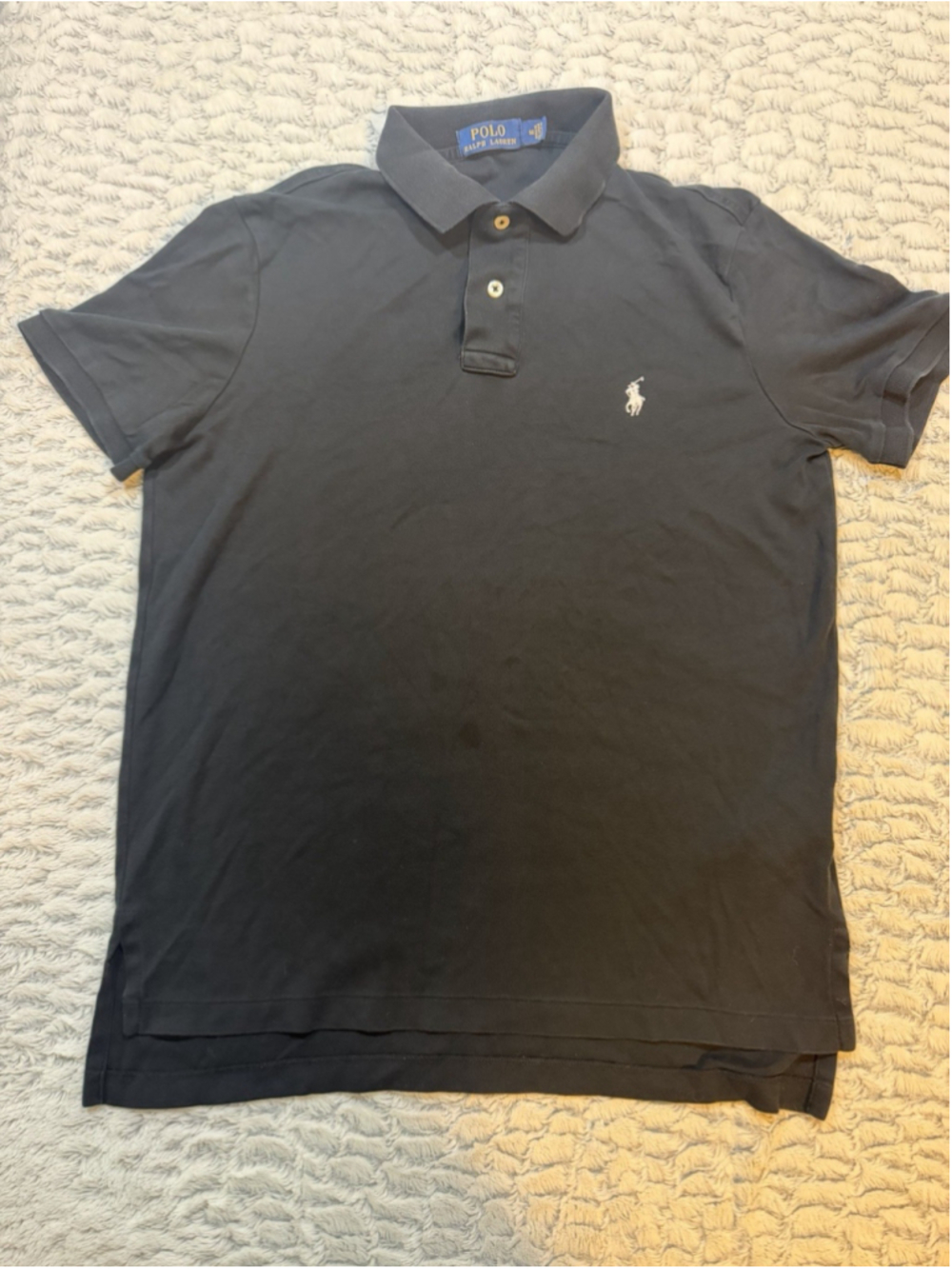 Polo Ralph Lauren Men's M Navy Cotton Short Sleeve Solid Polo Embroidered Logo